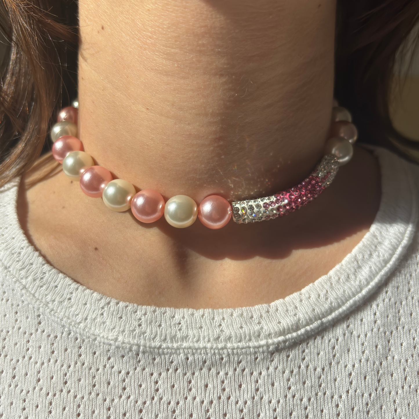 Collier de perles rose